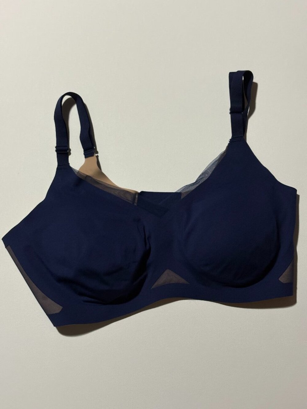 Honeylove Wireless Bra 3X Navy Blue Smoothing Mesh Trim Adjustable Straps